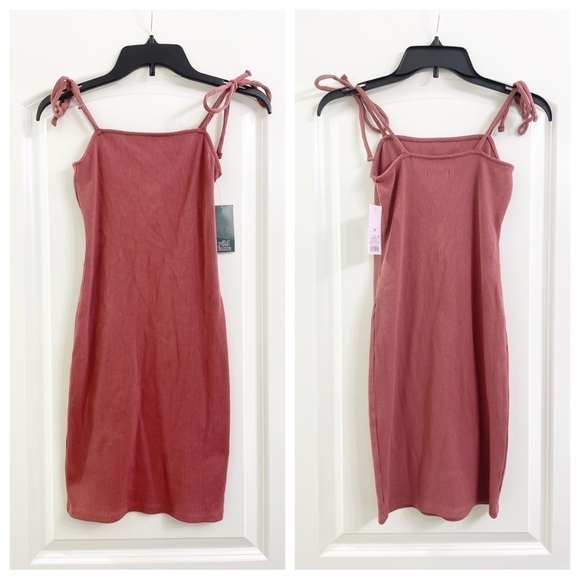 NEW Wild Fable cinnamon spice ribbed mini dress - Picture 1 of 5